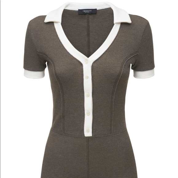 TWENTY MONTREAL Everest Thermal Button-front Romper In Heather Army sz M - Picture 6 of 6